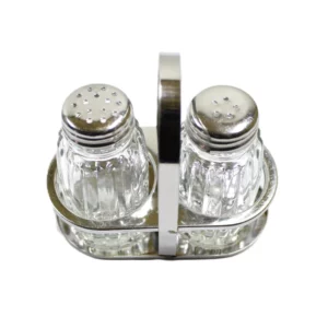 Menage 2-delige peper en zoutstel-20 st. h. 110 mm, metaal-glas