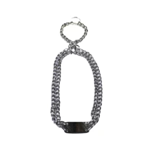 Honden slipketting dubbele schakels 2 mm breed-verstelbaar 40-45 cm, zilver—marge