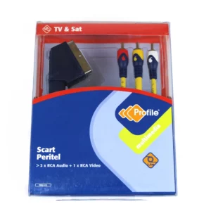 Profile TV & Sat-scart naar 3x tulp AV stereokabel 1,5 m blauw—marge