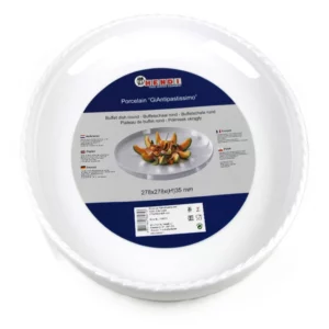 Hendi buffetschaal ovenschaal porselein rond groot-3 st. Ø27,8 x 3,5 cm wit—marge