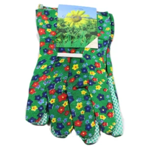 Tuinhandschoenen met grip noppen-5 paar katoen pvc -maat M-L -groen—marge