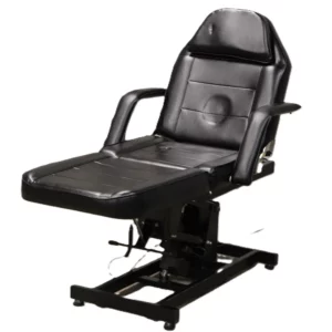 Elektrische massagetafel -behandelstoel 3-delig met armleuning zwart -185 x 61,5 cm—marge