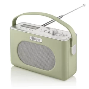 Swan draagbare retro DAB+ radio-bluetooth mint-groen