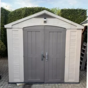 Keter factor 88 tuinhuis-256,5 x 255 x 243 cm—creme -grijs kunststof—marge